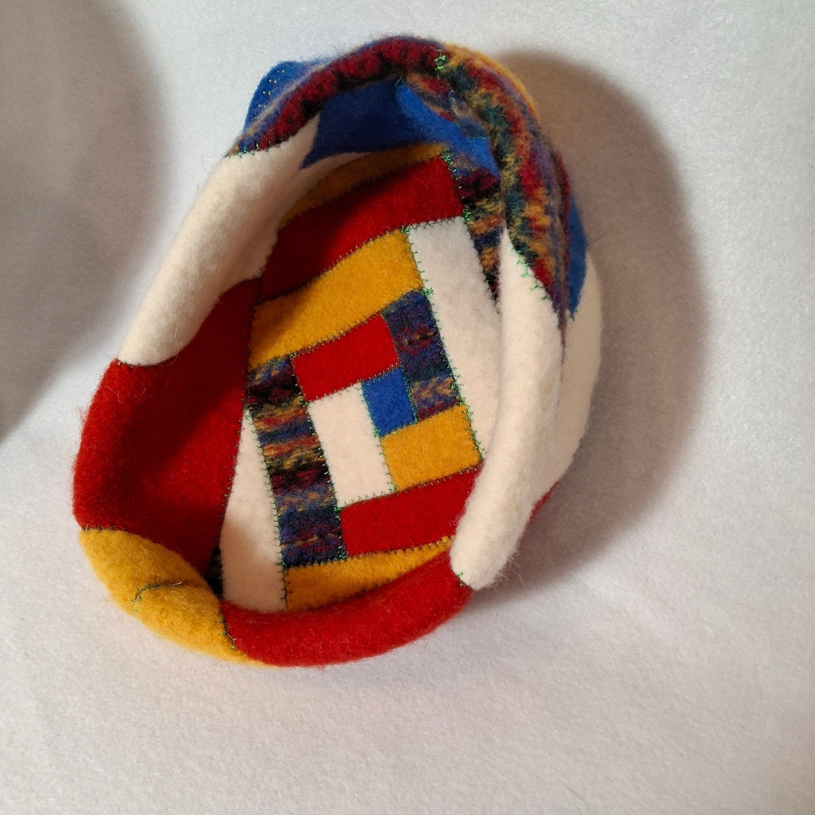 Handmade Boiled Wool Patchwork Hat Multicolor Spi… - image 4
