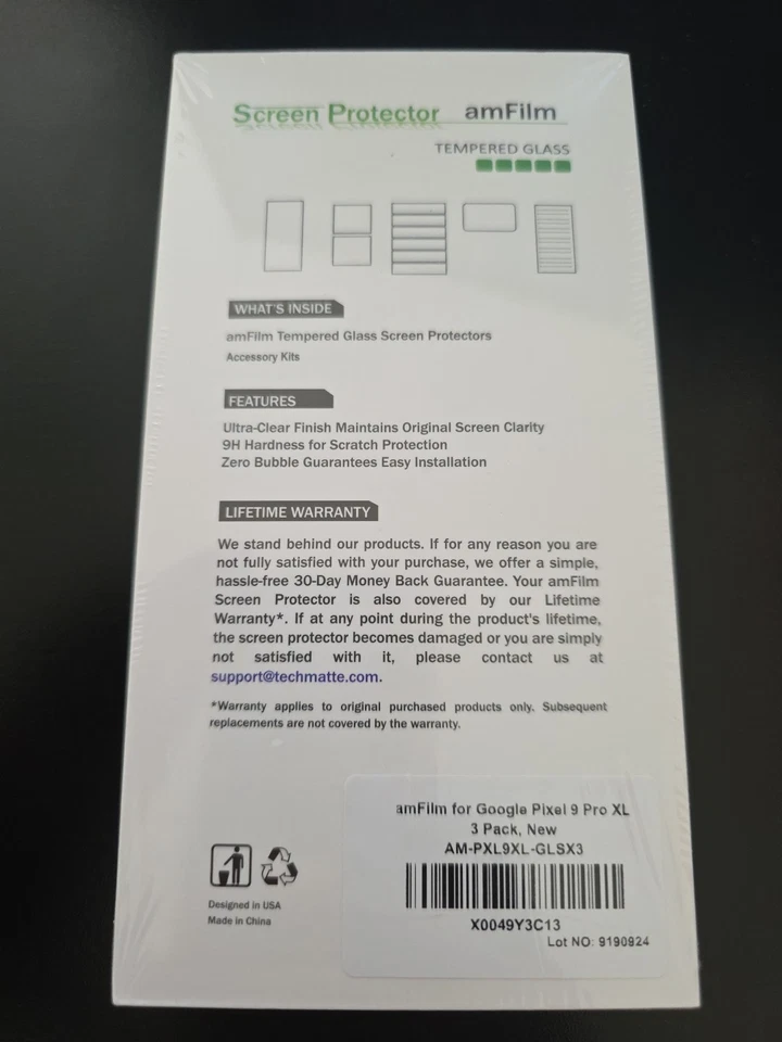 Protector de pantalla amFilm diseñado para Google Pixel 9 Pro XL 6,8" 2024, paquete de 3 Foto 4 de 4