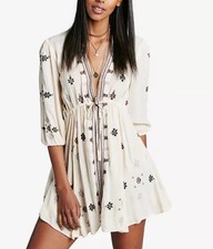 Free PeopleStar Gazer Embroidered Peasant Dress XS NWT