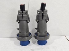 Lot of 2 Pass & Seymour PS460P9W IP67 Blue Cable Mount 3P IEC Connector Plug
