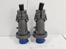 Lot of 2 Pass & Seymour PS460P9W IP67 Blue Cable Mount 3P IEC Connector Plug