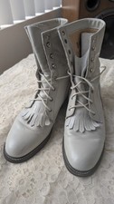 Vintage Justin Lace-up Roper Boots with Kilties in Light Gray. Size 5 1/2 B