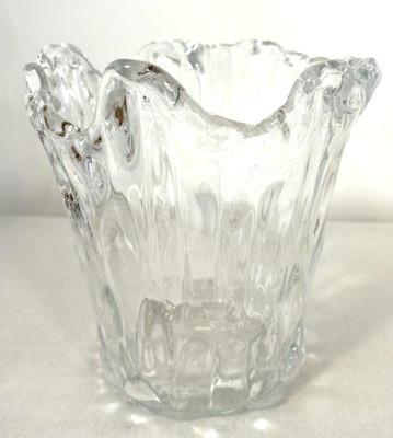 Scandinavian Wave Clear Vase Water Splash Vintage 7.5'' Sweden Finland