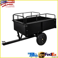 Heavy Duty ATV Trailer Steel Dump Cart, 750 lbs 15 Cu.Ft, Garden Utility Trailer