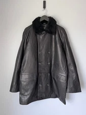 Denim Tears Oakland Wreath Winter Leather Coat - Size XL - Black