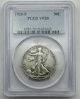 1921-S Walking Liberty Half Dollar, PCGS VF20, Key Date Collector Coin.