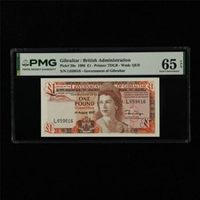 1988 Gibraltar British Administration 1 Pound Pick#20e PMG 65 EPQ Gem UNC 02