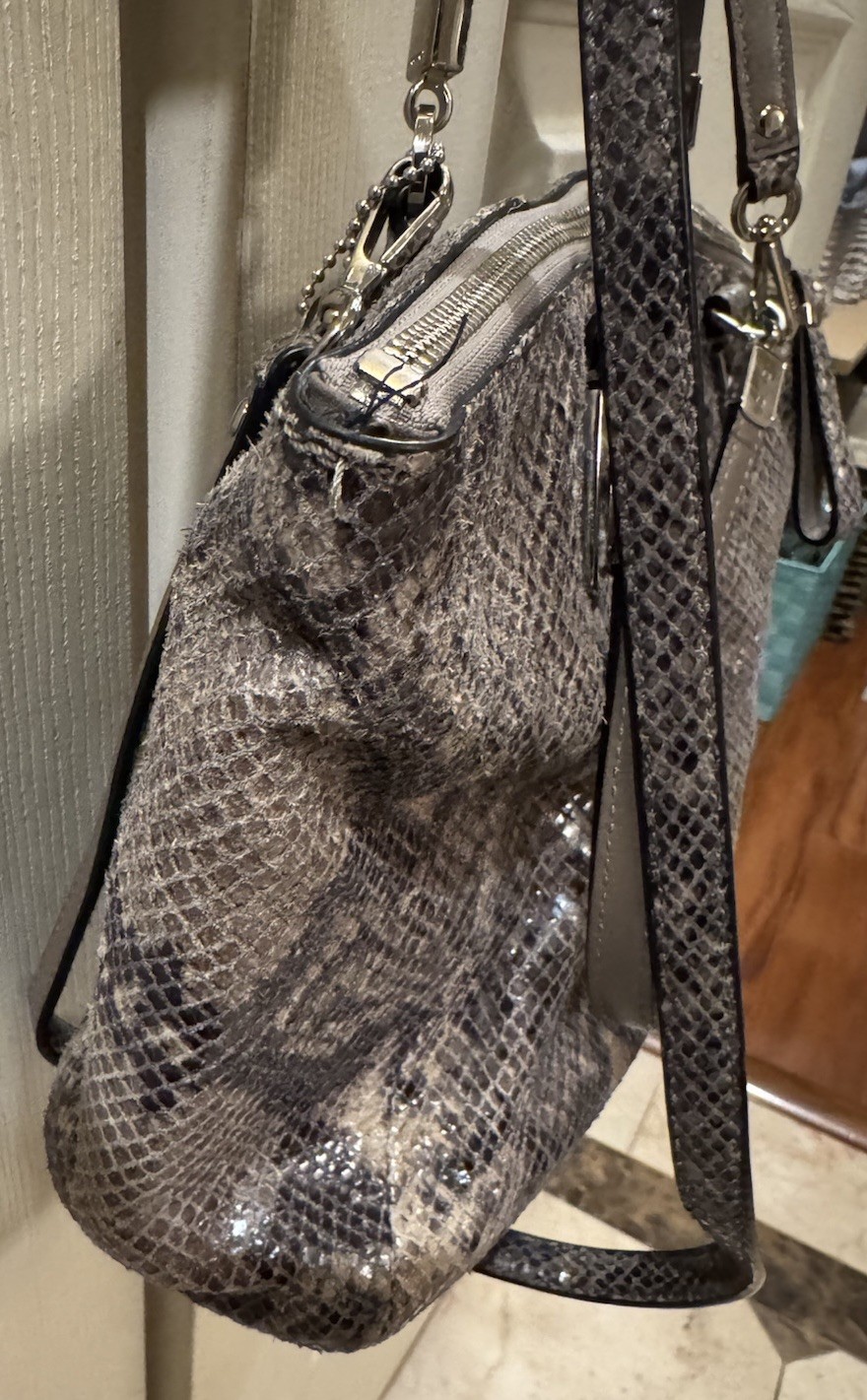 Coach Madison Embossed Python Kelsey Satchel Cros… - image 6