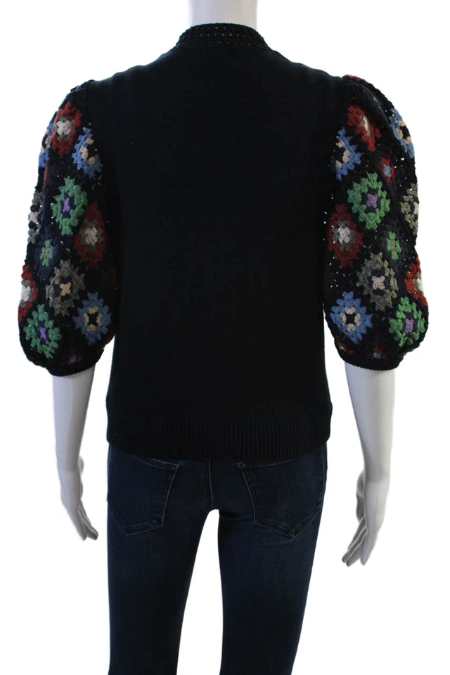 Cárdigan Algodón Por Otoño Cachemira Unisex Negro Cuello Botón Manga 3/4 Talla M Foto 3 de 4