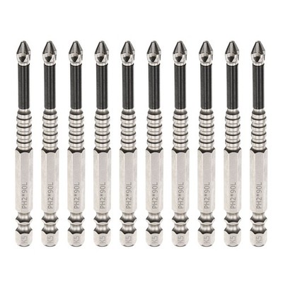 10 Stück für Anti-Rutsch Kreuzschlagschrauberbit PH2 1/4'' Sechskantschaft 3.5''