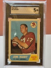1968 Jim Hart Topps Football Rookie Card RC #60 SGC 5 HOF *Cardinals*. rookie card picture