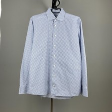 Eton Men s Blue Cotton Slim Fit Button-Up Dress Shirt Size 39 15