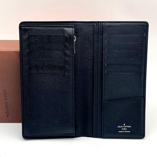 Louis Vuitton Taiga Brazza Wallet Black Pre-owned From Japan