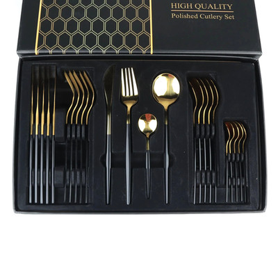 Custom Handmade (royal) Premium Imported Gold  PVD Coated Cutlery Set 24 Pcs