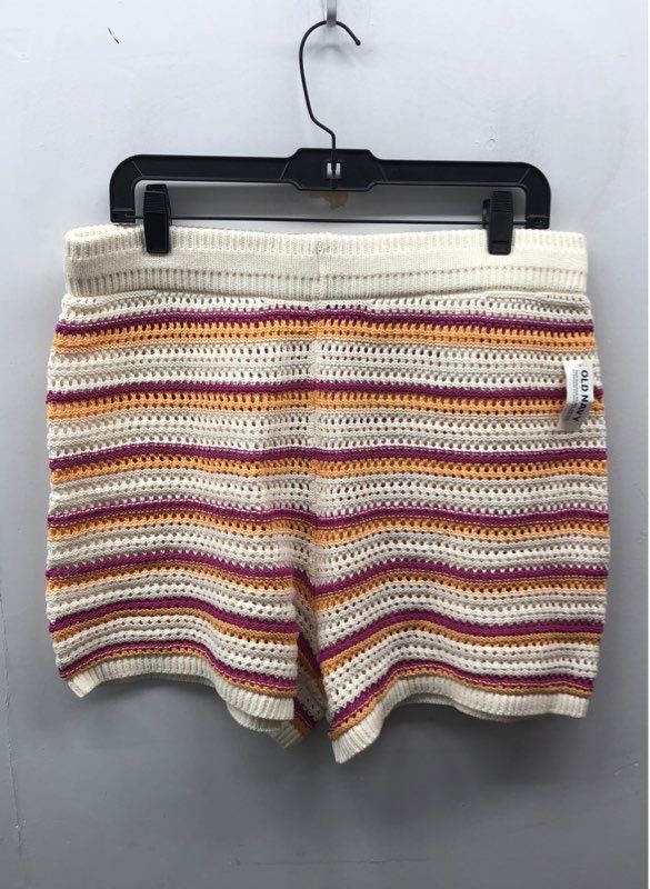 Old Navy Women's Striped Crochet Knit Shorts Multicolor 100% Cotton NWT Sz L