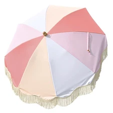 LAGarden 6 Ft Fringe Umbrella Replacement Canopy Top Cover Outdoor Patio Pink