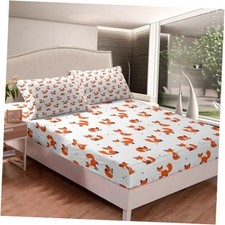 Fox Bedding Set Cute Animal Pattern Bed Sheet Set Twin Multi 30 no Flat Sheet