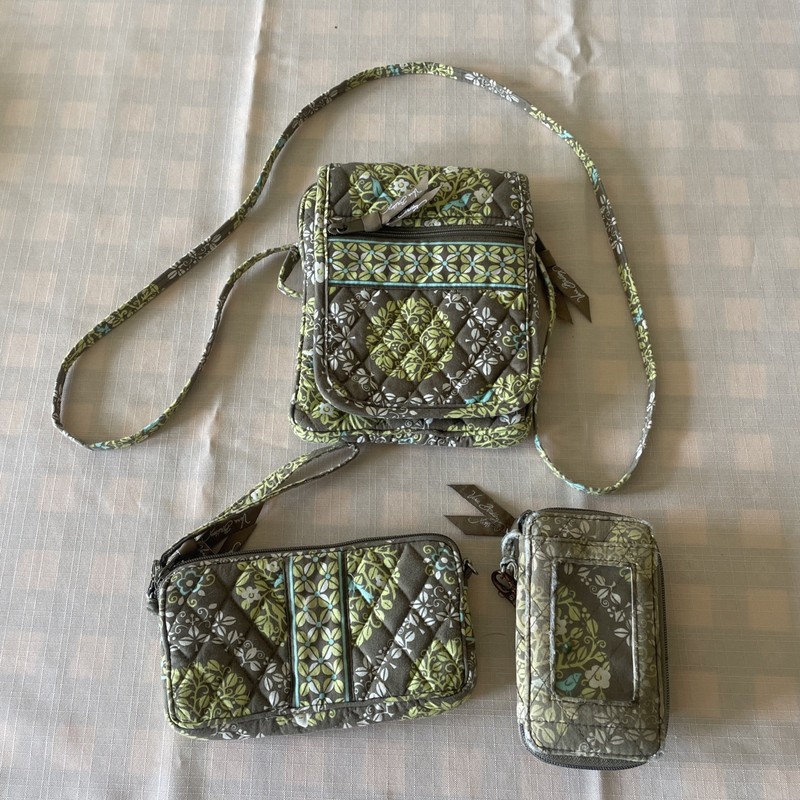 VERA BRADLEY “Sittin In A Tree" w/Bluebirds Crossbody Bag/ID Wallet/Zip Pouch