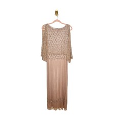 BHLDN Bathilda Mauve Cold Shoulder Beaded Formal Maxi Gown Dress US 4