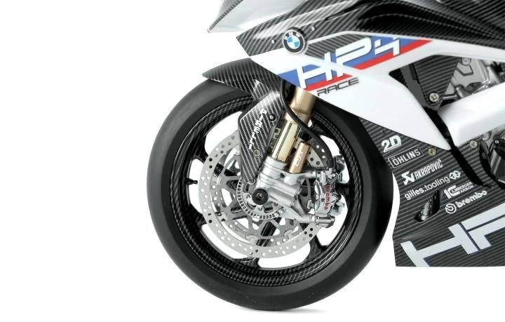 BMW HP4 Race 1/9 meng MT004S Pre-colored modellino moto da corsa Gp Superbike - Immagine 4 di 4