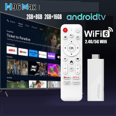 H96 MAX H313 Android TV Stick - 4K HDR, WiFi 6, Voice Remote, 2GB RAM, 8/16GB