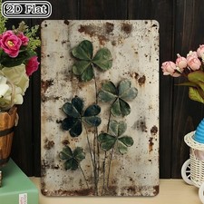 2D Metal Rustic Clover Lucky Charm Wall Plaque Vintage St. Patrick's Day Decor