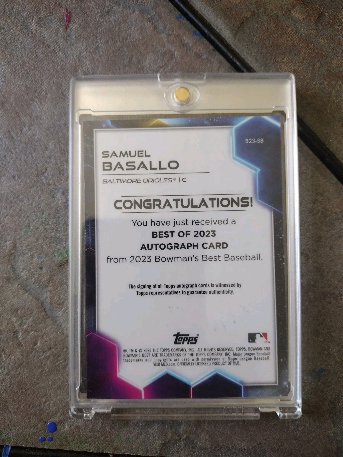 2023 Bowman Best Samuel Basallo Red Lava Refractor Auto Rookie RC #2/5 Orioles view 2