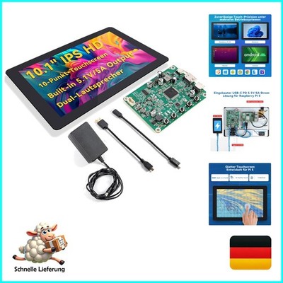 Sunfounder 10,1 Zoll IPS Touchscreen All-in-One für Raspberry Pi 5 HD LCD Mon...