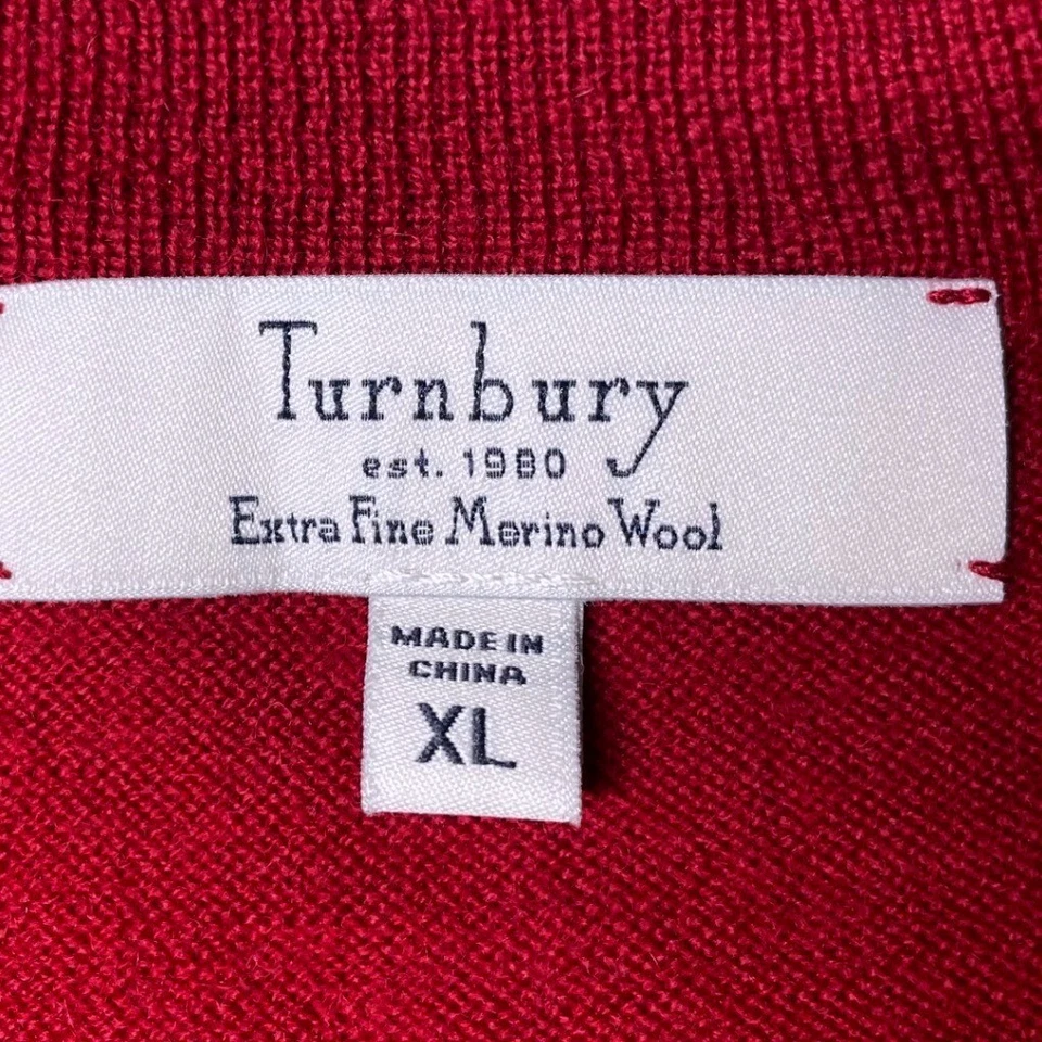 NWT Turnbury Red V Neck Extra Fine Merino Wool Men's Sweater XL Luxurious Soft - Image 4 of 4