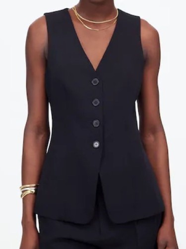 Madewell NWT Cutaway Long Vest Size 12 in Jet Black