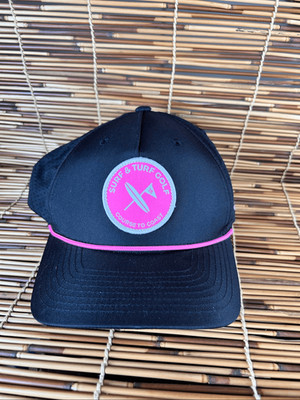 Surf & Turf Golf Hat Blue Sky Golf Club Black and Hot Pink Lasso Sports Course t
