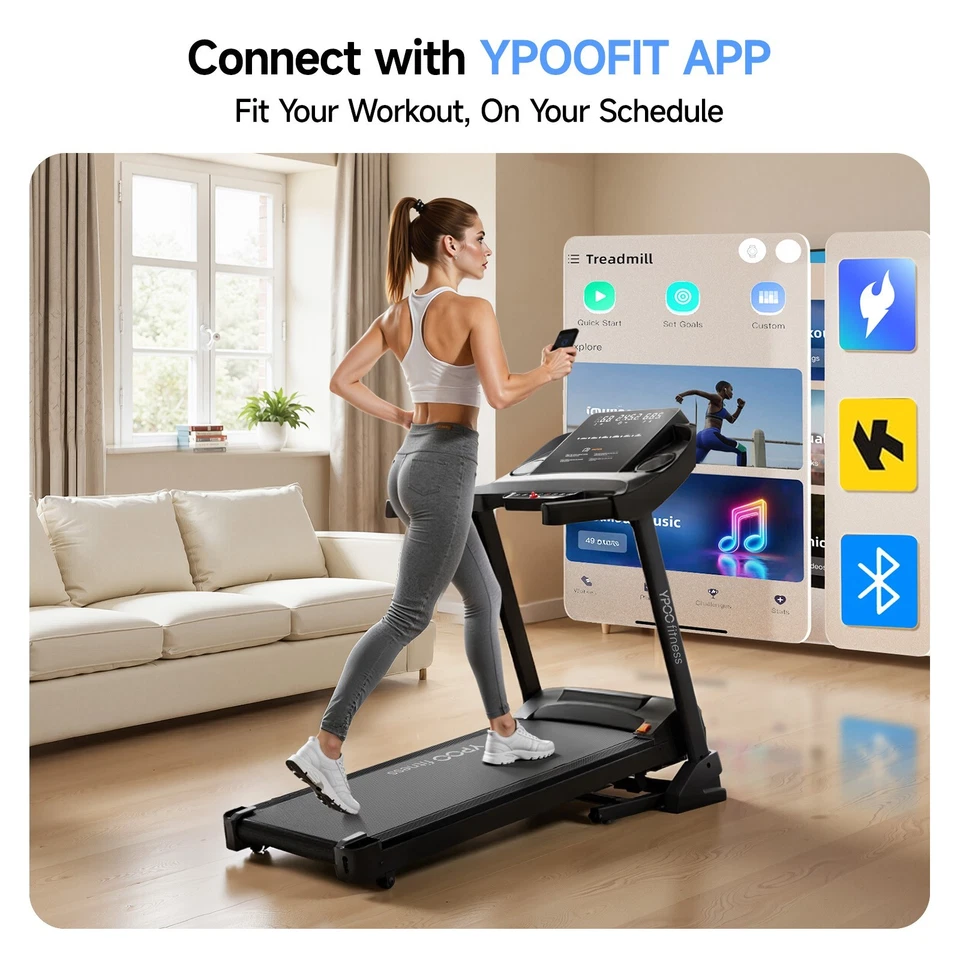YPOO Cinta de Correr con 0-15% Cinta de Correr Plegable Automática para Hogar Cinta de Correr 8.0 MPH Foto 4 de 4