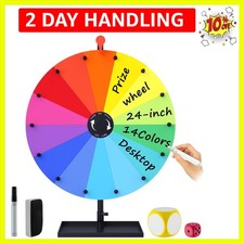 24" Prize Wheel, 14 Slots Color Spinning Prize Wheel for Tabletop, Heavy Duty...