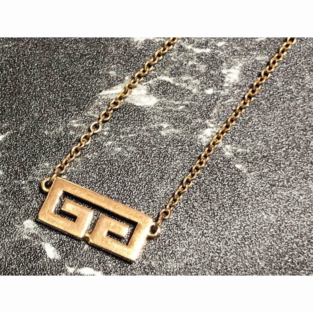 アクセサリー Vintage Givenchy necklace G logo gold GIVENCHY Necklace G Logo Square Rhinestone Gold Plated