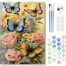 Framed Paint by Number Kits for Adults Beginners, Butterfly Paint by Number for