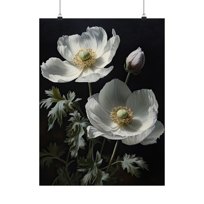 White Anemone Flower Art Print, Flower Painting, Flower Décor, Floral Art Print