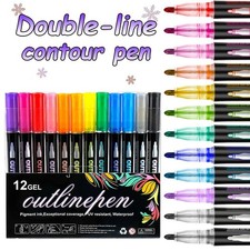 Double Line Outline Pen 60 Color Set Glitter Pen Metal Color Marker Pen