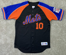 VTG Rey Ordonez Jersey #10 Men Large Black Blue Orange New York Mets Made in USA