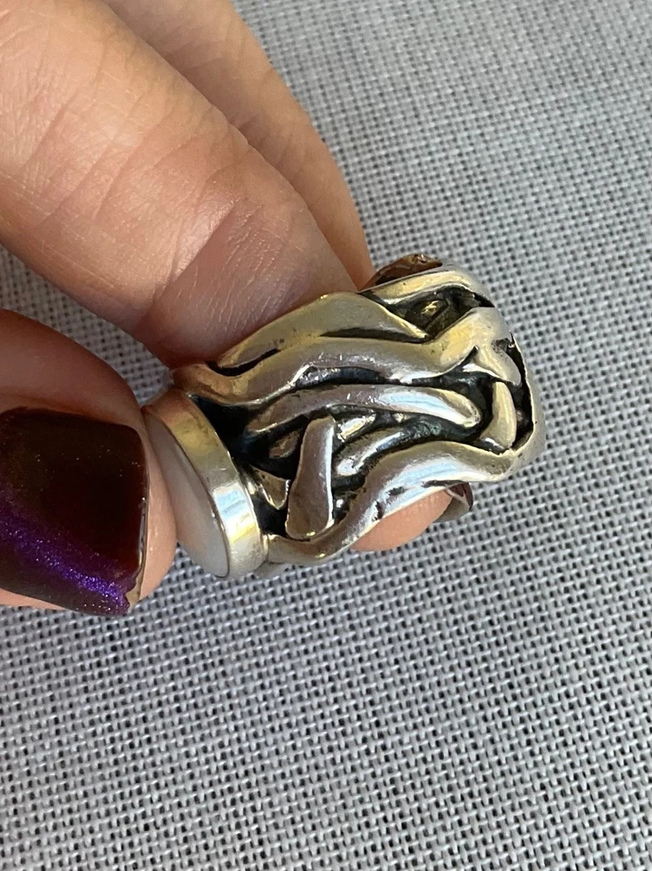 Silpada 925 Sterling Silver freshwater pearl wide band ring size 8 Vintage - Image 4 of 4