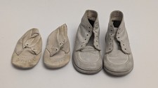 Leather White Vintage Toddler And Antique Baby Shoes Set