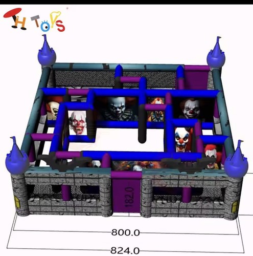 Full printing Scary Inflatable Maze Arena Pumpkin Halloween Haunted House kids