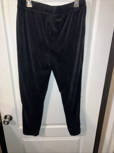 Time And Tru Black Velvet Lounge Pants Elastic Waist Medium - Picture 4 of 11