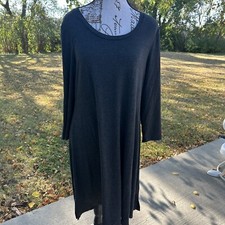 Cupio Gray  Knit Jersey Long Sleeve T-Shirt Dress Sz L