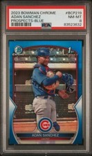 ADAN SANCHEZ 2023 BOWMAN CHROME BLUE REFRACTOR #119/150 PSA 8