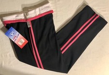 GK CHEER CAPRI PANTS SIZE LADIES MEDIUM COTTON/SPANDEX PINK TRIM BLACK AM NWT 