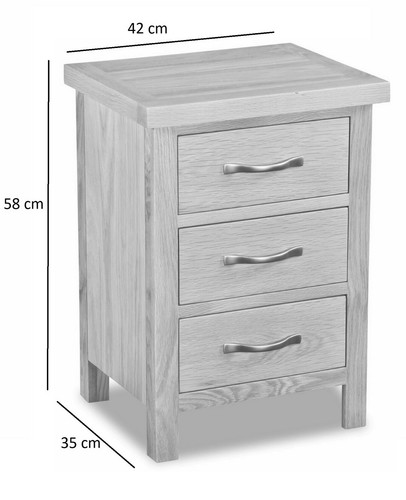 Regal Oak 3 Drawer Bedside Cabinet / Nightstand / Bedside Chest / Bedside Locker - Picture 2 of 24