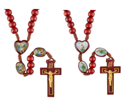 New St. Michael AND St. Jude Wooden Rosary Set Catholic Saints