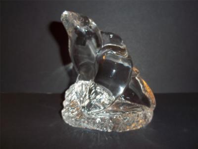 Vintage Mosser Glass Crystal Two Entwined Seals Seal Walrus Figurine Paperweight
