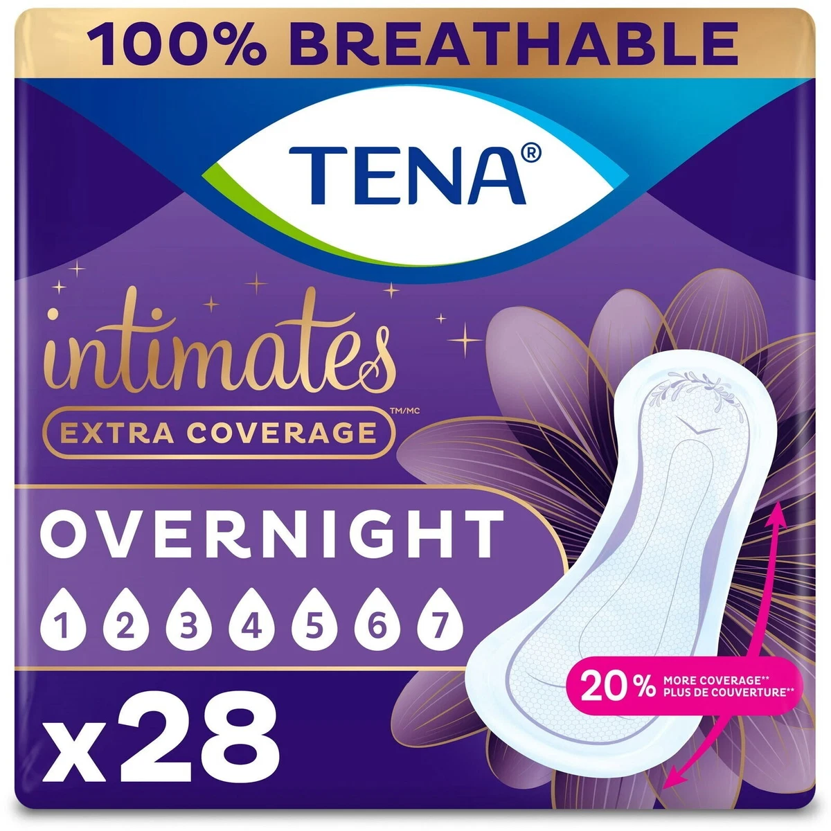 Tena Intimates Extra Coverage Overnight Panty Liners Incontinence