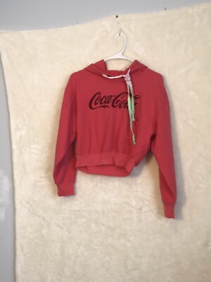 Coca Cola Sweatshirt Womens Crop Top Medium Long Sleeve Graphic Retro
